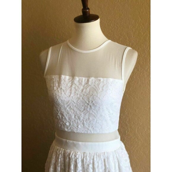 Love..Ady Women's White Mesh Floral Lace Dress M - Picture 7 of 12
